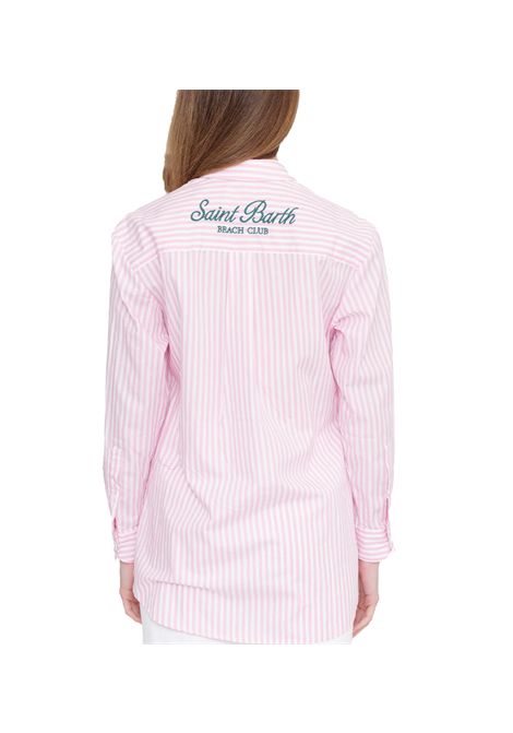 Camicia MC2 Saint Barth Brigitte donna BRIGITTE03863H Rosa righe bianche colletto a punta logo carrè MC2 SAINT BARTH | Camicie | BRIGITTE03863H21